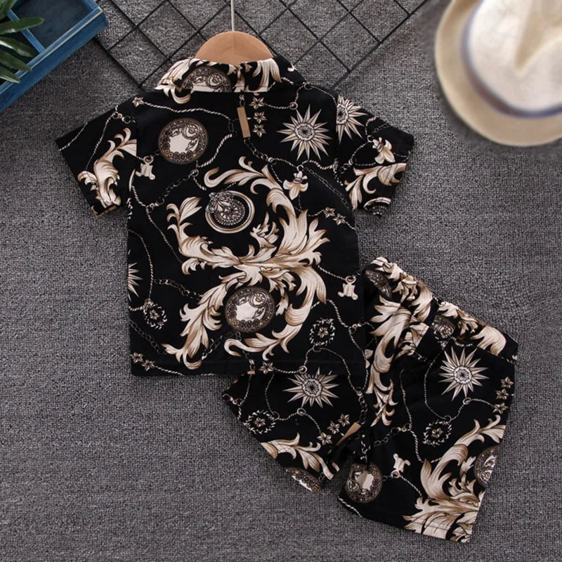 Boys’ Black Summer Clothing Set – 2PCS