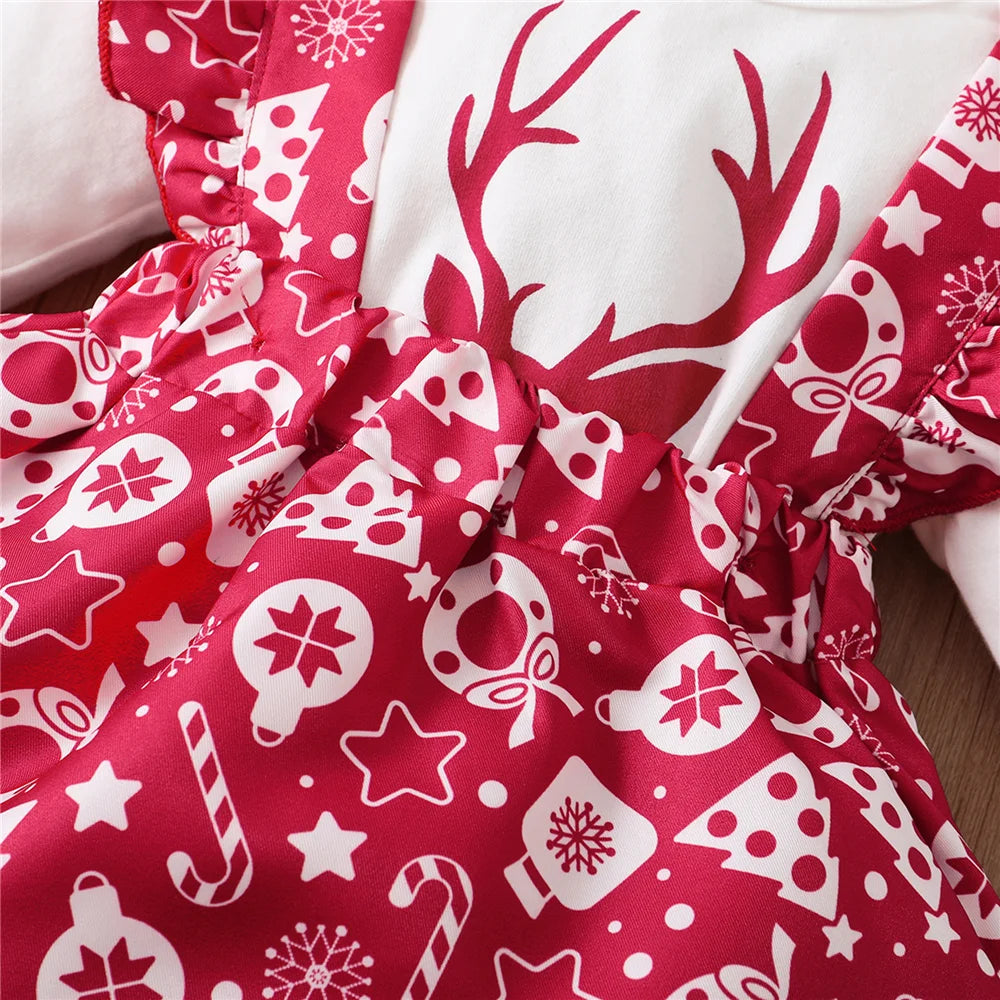 Baby Girl Christmas Reindeer Outfit Set (3 pcs)