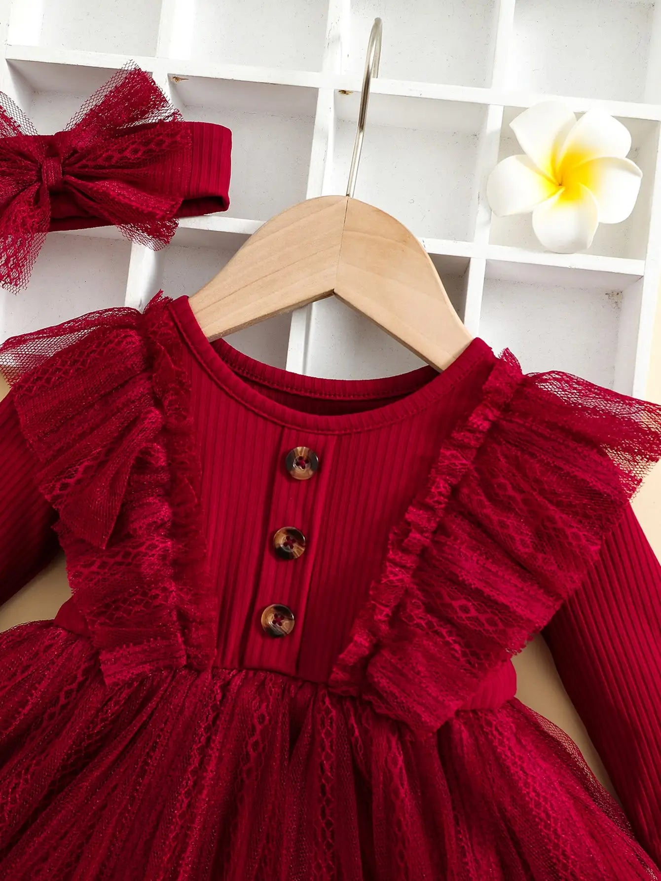 Baby Girl Ruffle Mesh Dress + Headband Set