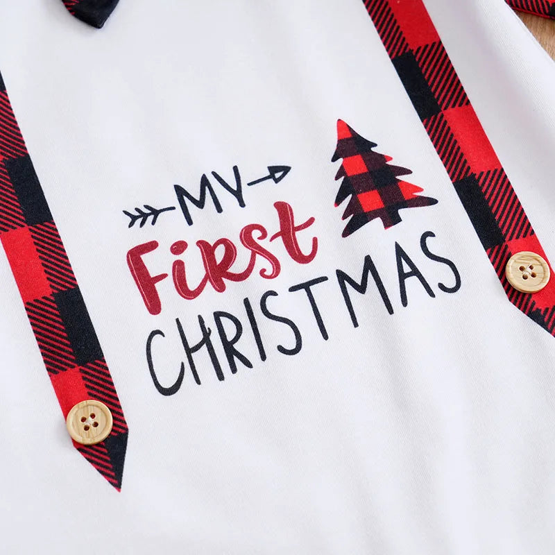 Christmas Baby Gentleman Plaid Jumpsuit Set