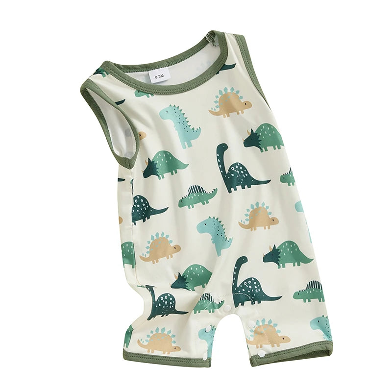 Toddler Girl Floral Print Sleeveless Romper Round Neck Jumpsuit