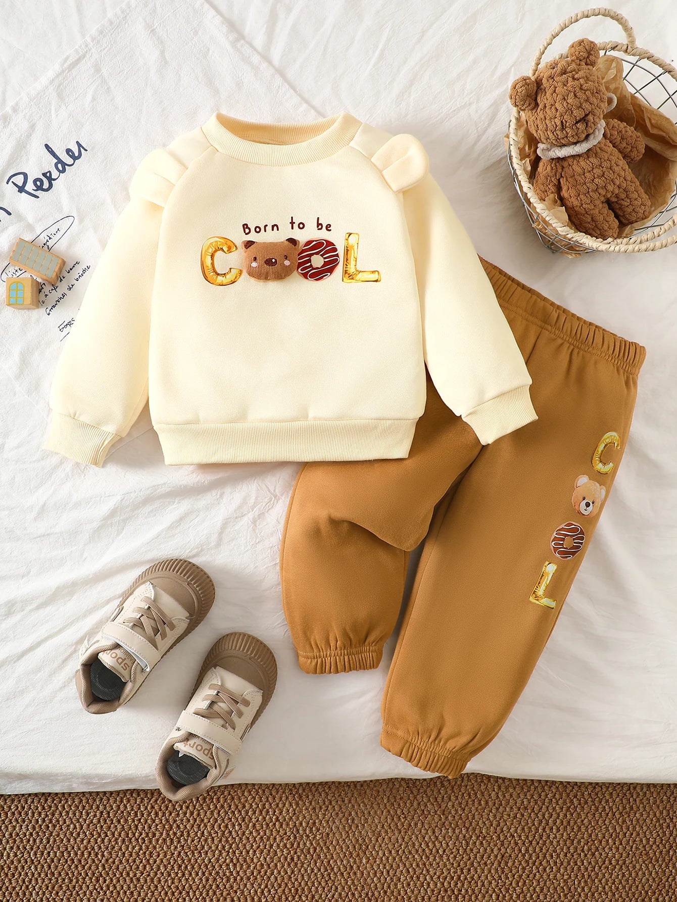 Toddler Boy Bear Print Winter Set