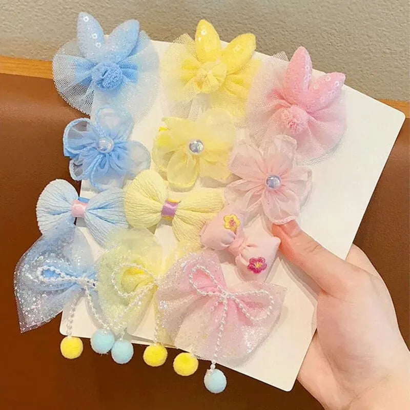 MOMSTAG 8-Piece Flower Bow Hair Clip Set