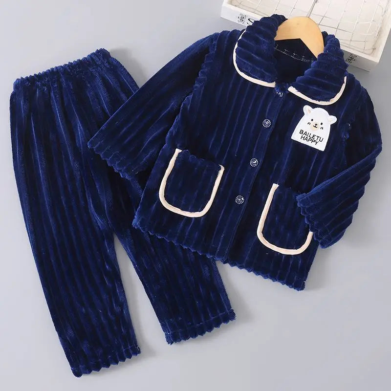 Kids Flannel Thick Pajama Set