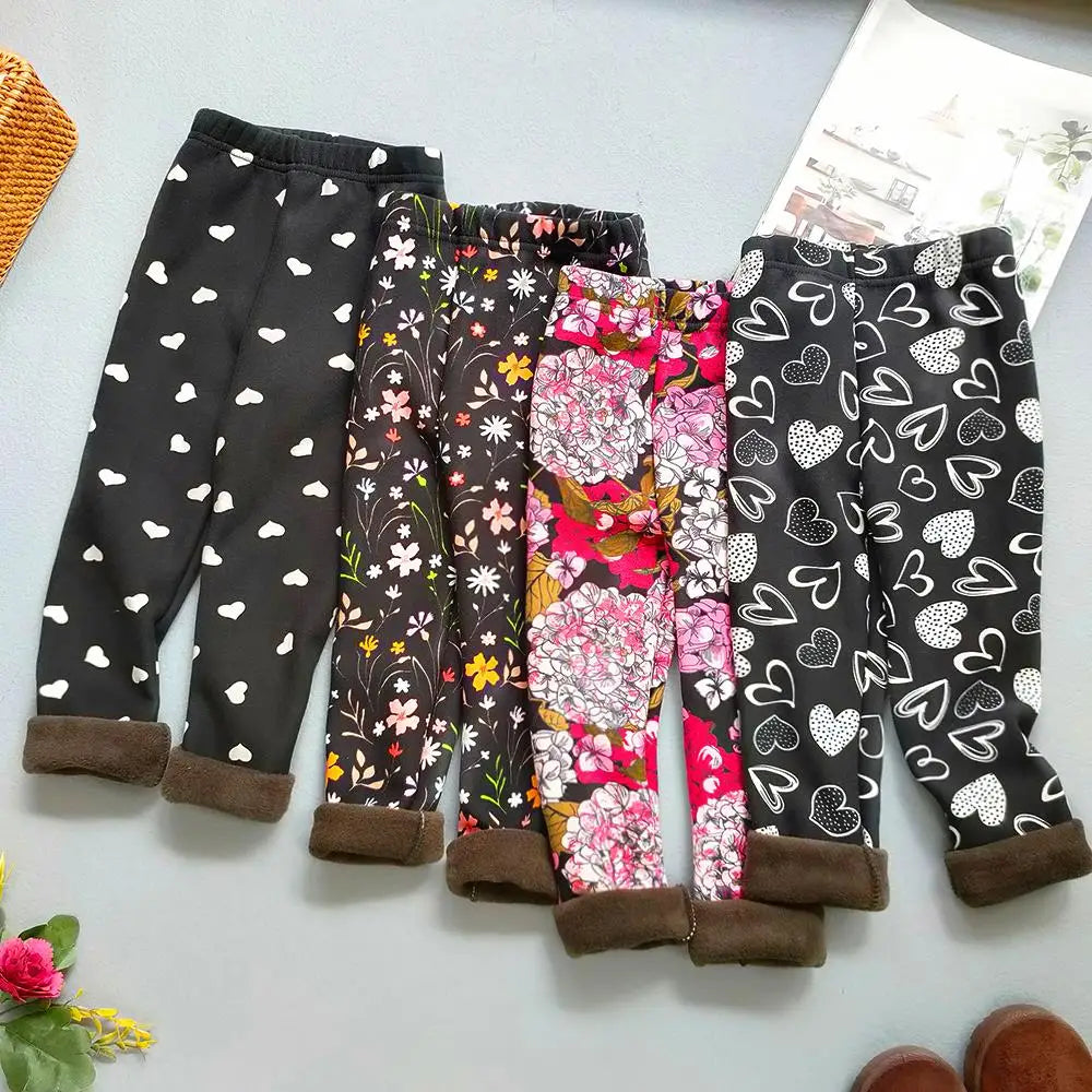 Girls Floral Winter Leggings Pants