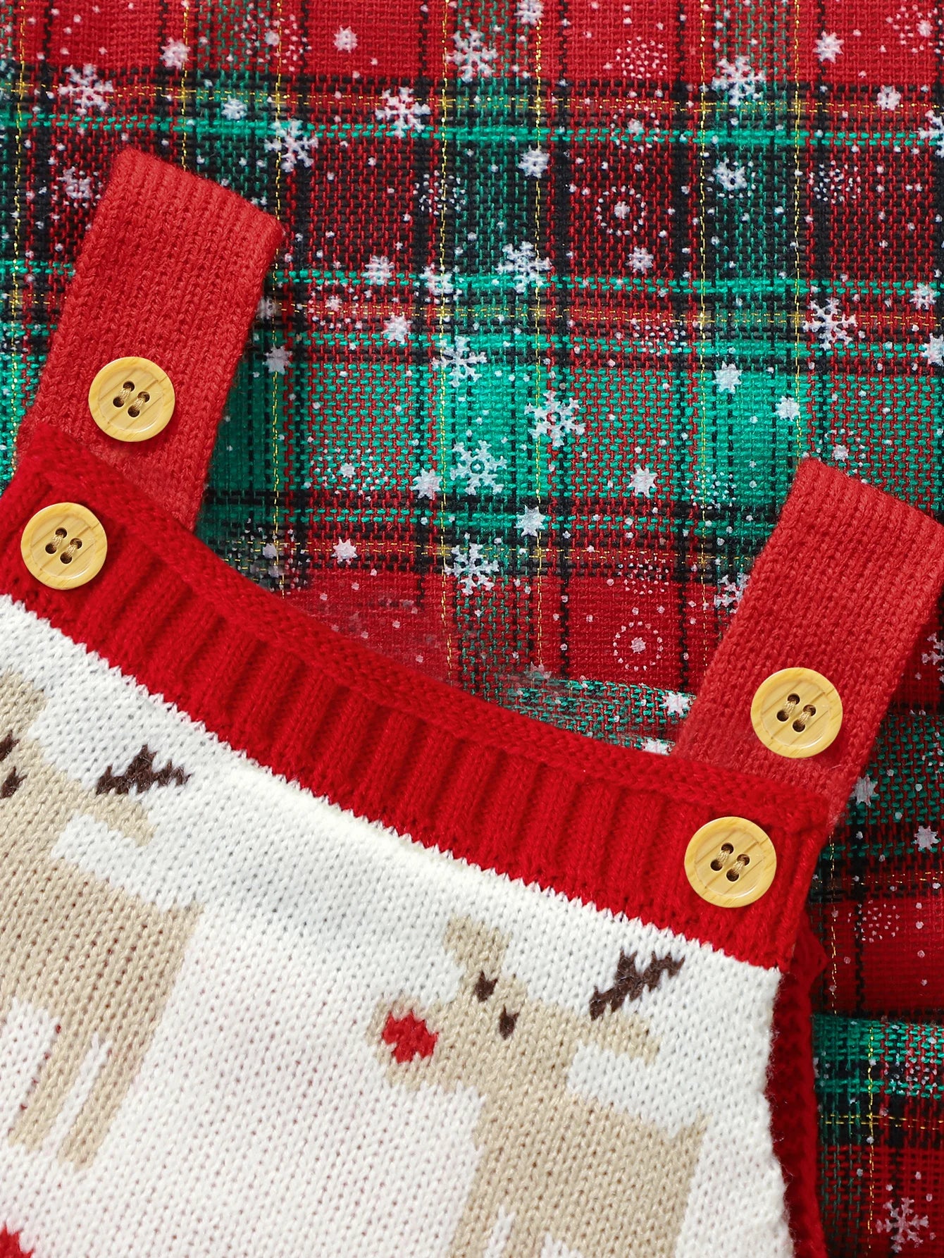 Red Reindeer Knit Baby Romper