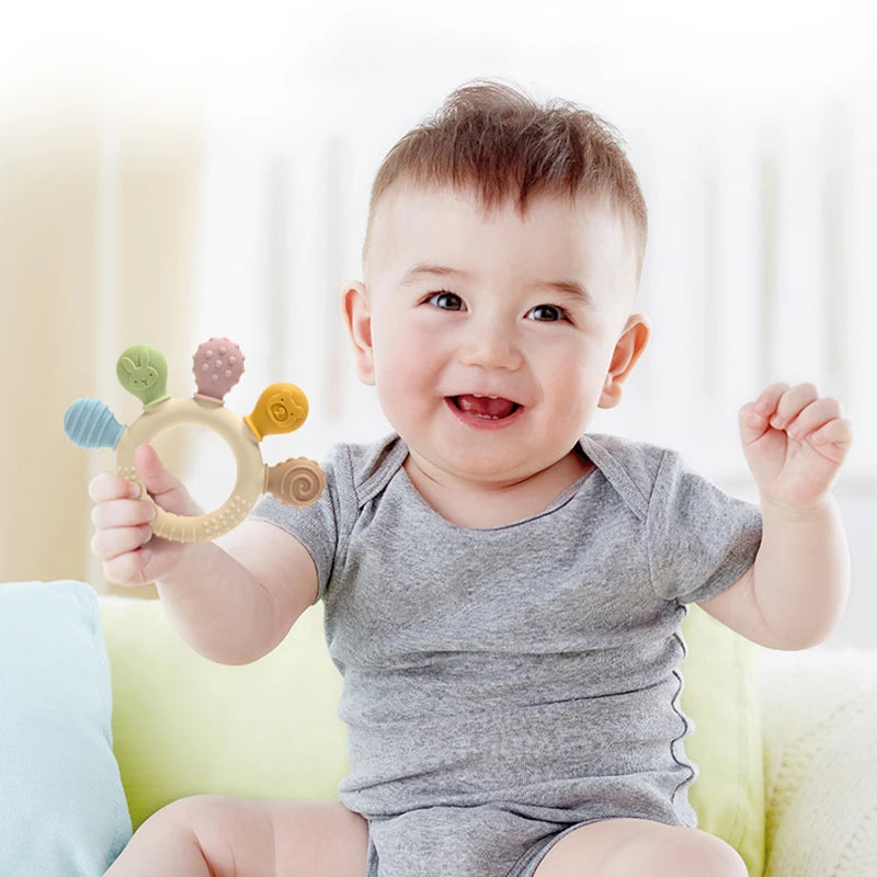 Multicolor Silicone Baby Teething Ring