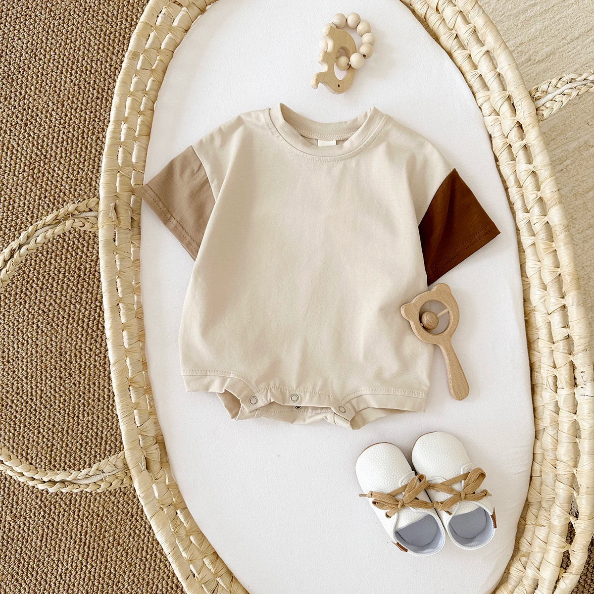 Solid Color T-Shirt & Elastic Waist Pants for Boys & Girls, Toddler Clothes