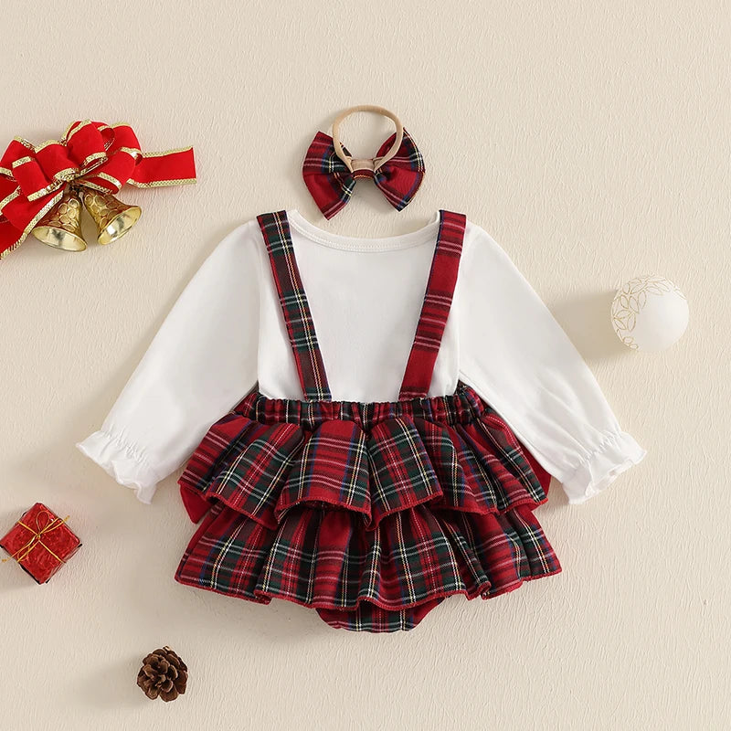 Plaid Holiday Baby Girl 3-Piece Outfit