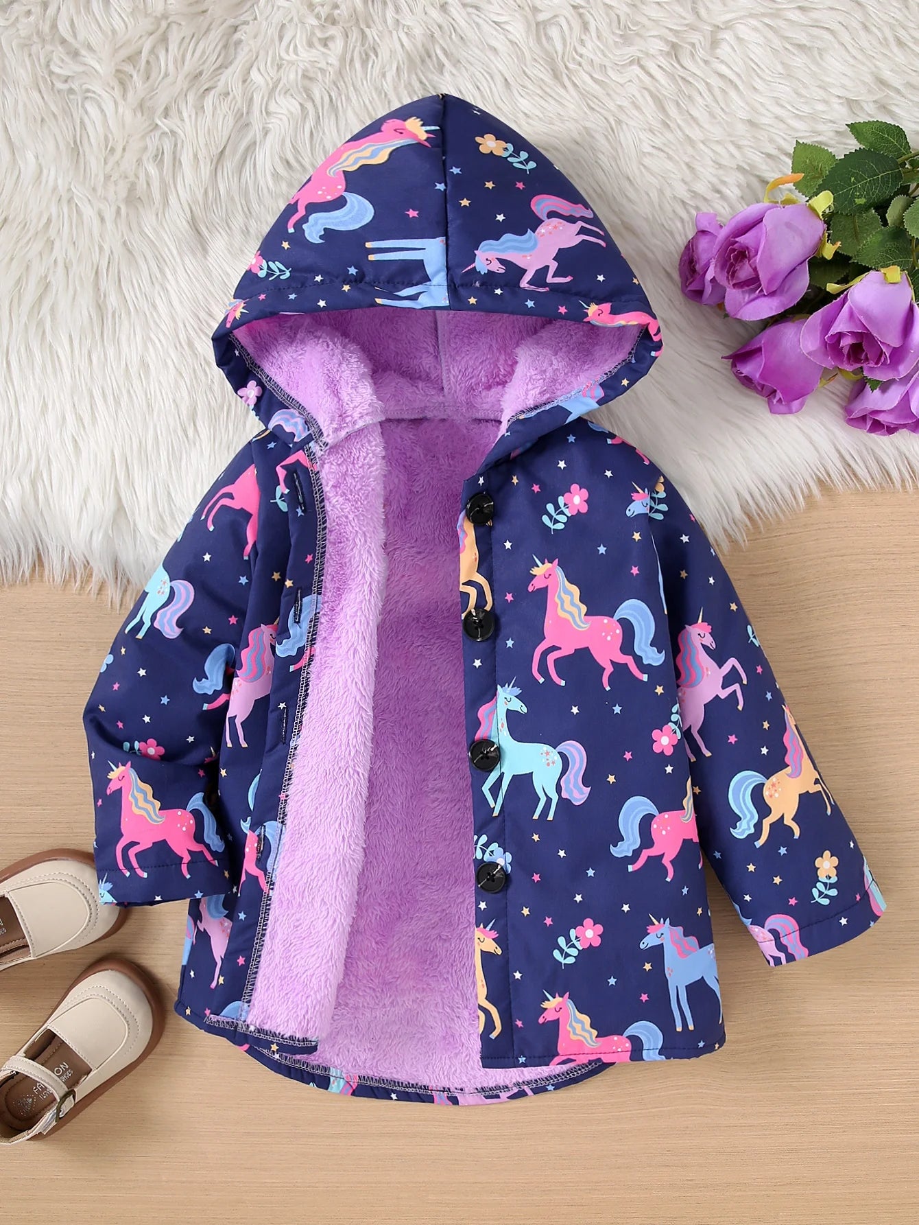 Girls Purple Fleece Winter Jacket