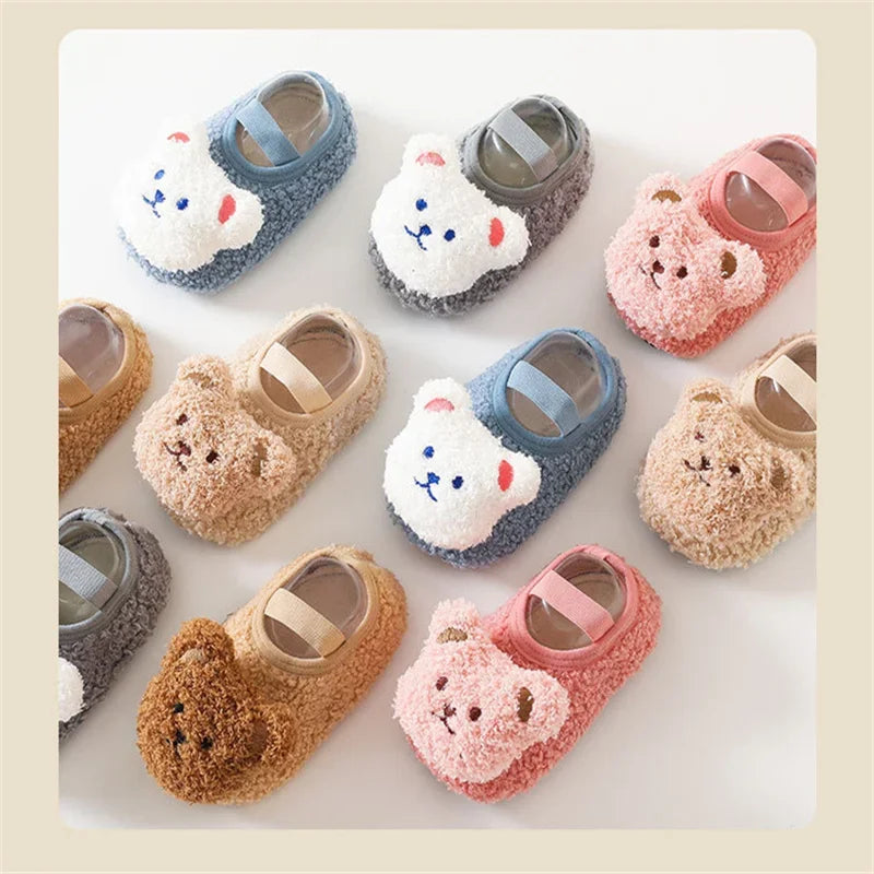 Cartoon Bear Baby Shoes Thick Warm Newborn Shoes