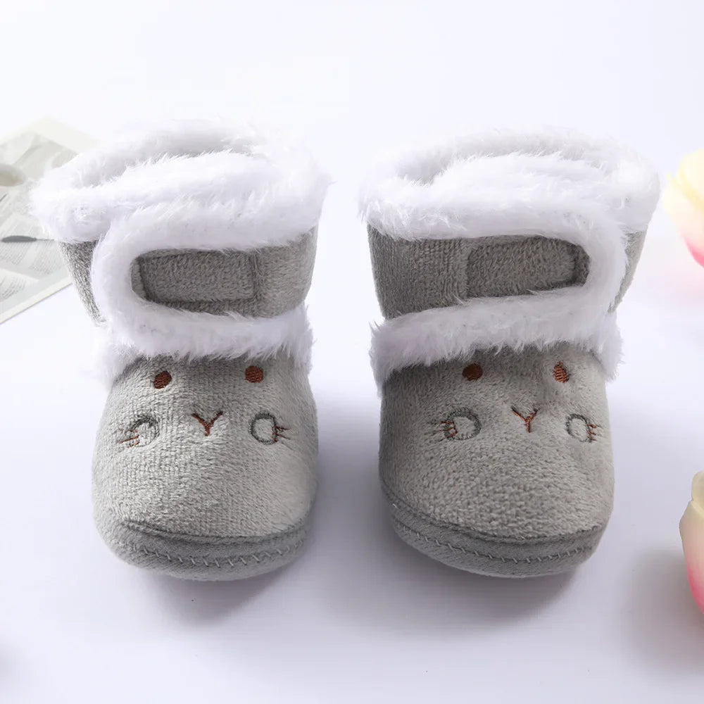 Solid Baby Booties with Pompom