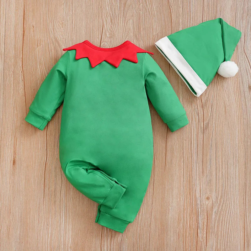 Christmas Elf Baby Jumpsuit Photoshoot Set