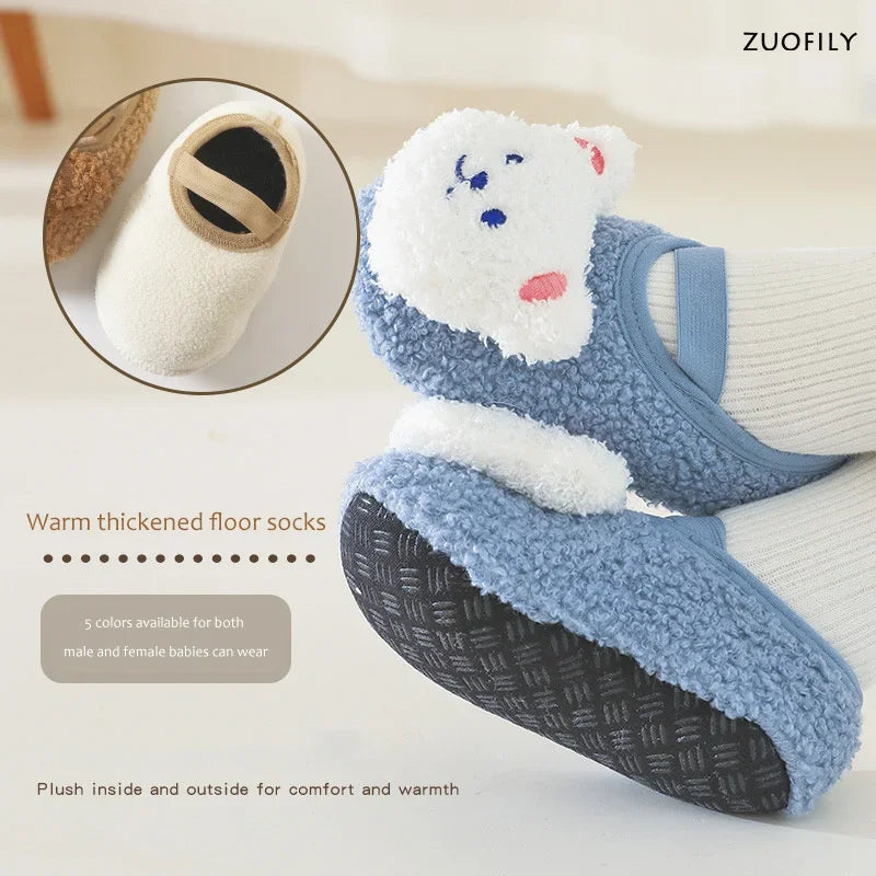 Cartoon Bear Baby Shoes Thick Warm Newborn Shoes