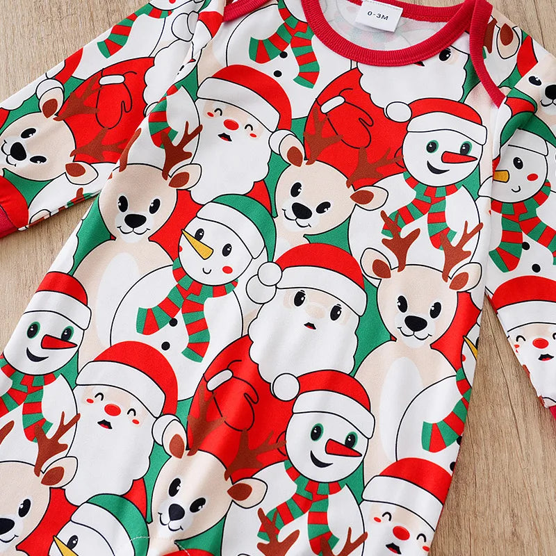 Santa Print Baby Christmas Romper Bodysuit