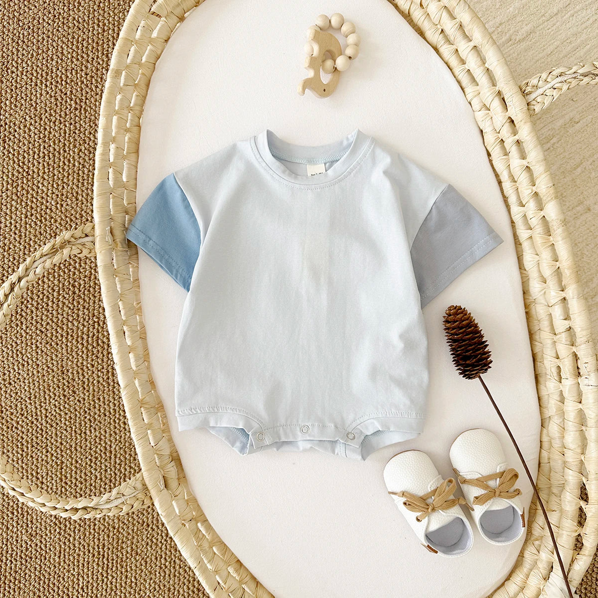 Solid Color T-Shirt & Elastic Waist Pants for Boys & Girls, Toddler Clothes