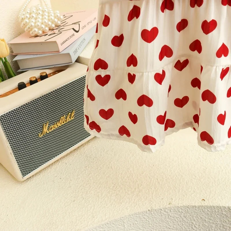 Heart-Shaped Printed Cute Baby Girl