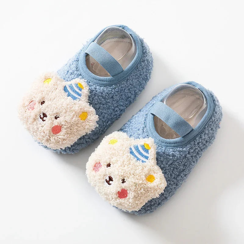 Cartoon Bear Baby Shoes Thick Warm Newborn Shoes