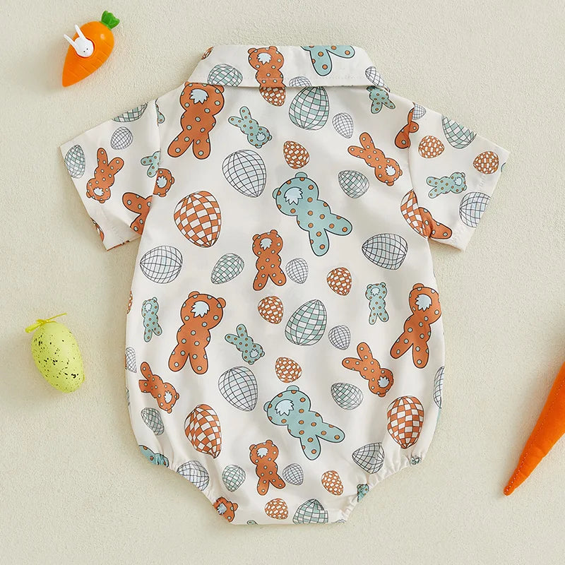 Infant Easter Outfit Lapel Collar Bodysuit