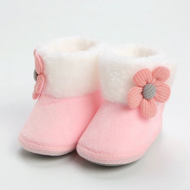 Solid Baby Booties with Pompom