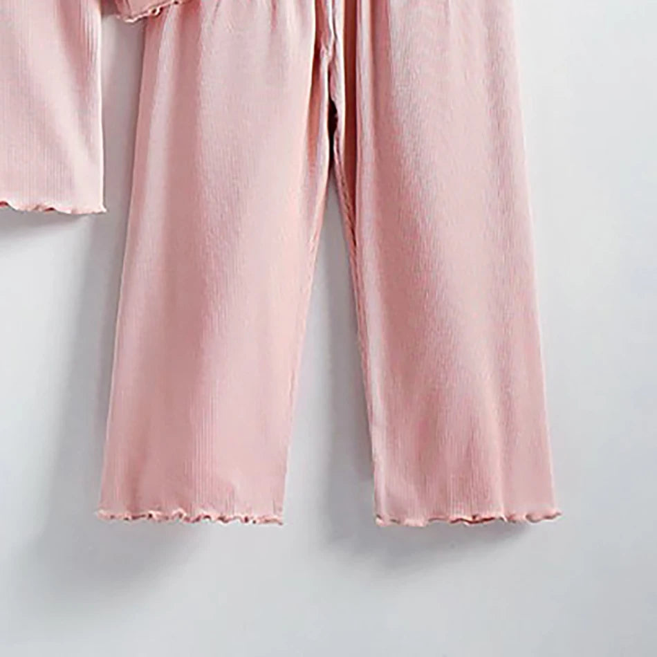 MOMSTAG Girls' Ice Silk Summer Home Clothes Set