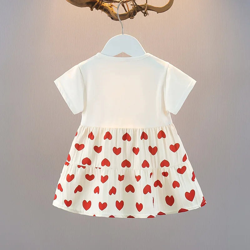 Heart-Shaped Printed Cute Baby Girl