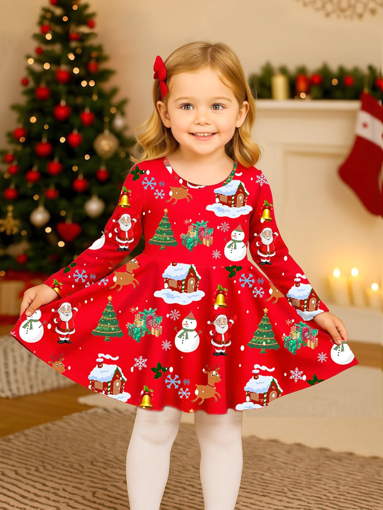 Red Winter Party Dress for Girls