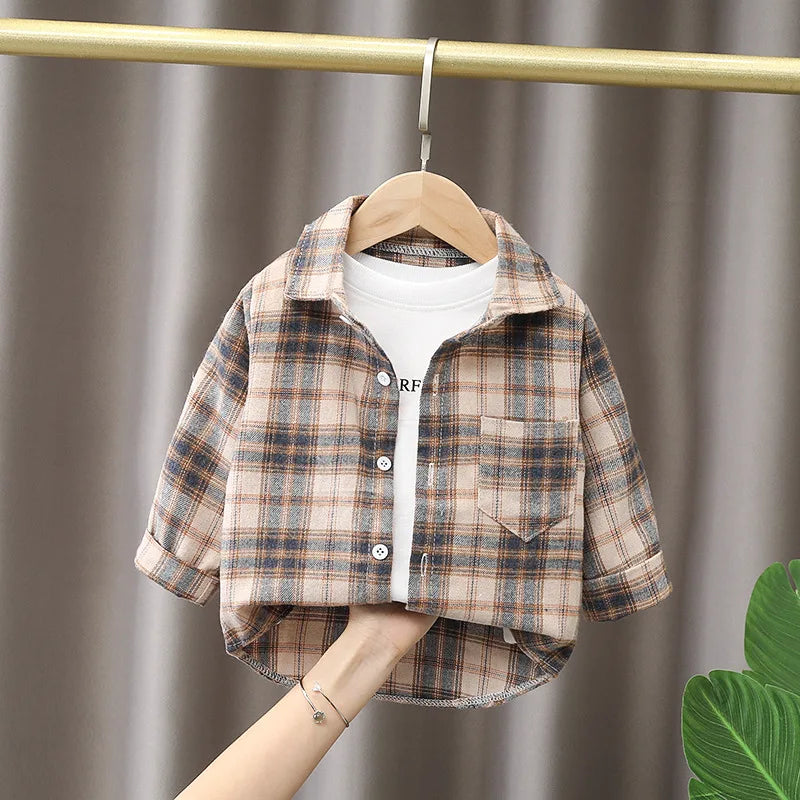 Kids' Plaid Shirt – Cotton Long Sleeve
