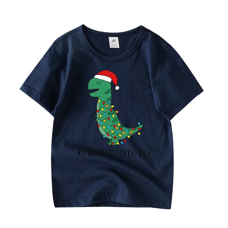 Kids Funny Christmas T-rex Shirt