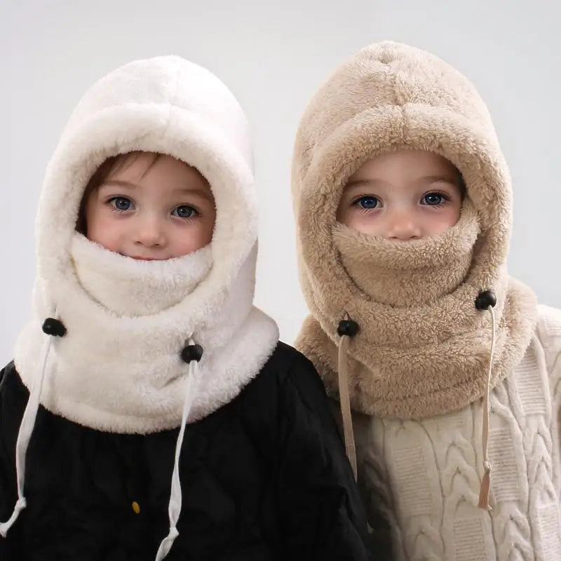 Kids Plush Balaclava Winter Hat Scarf