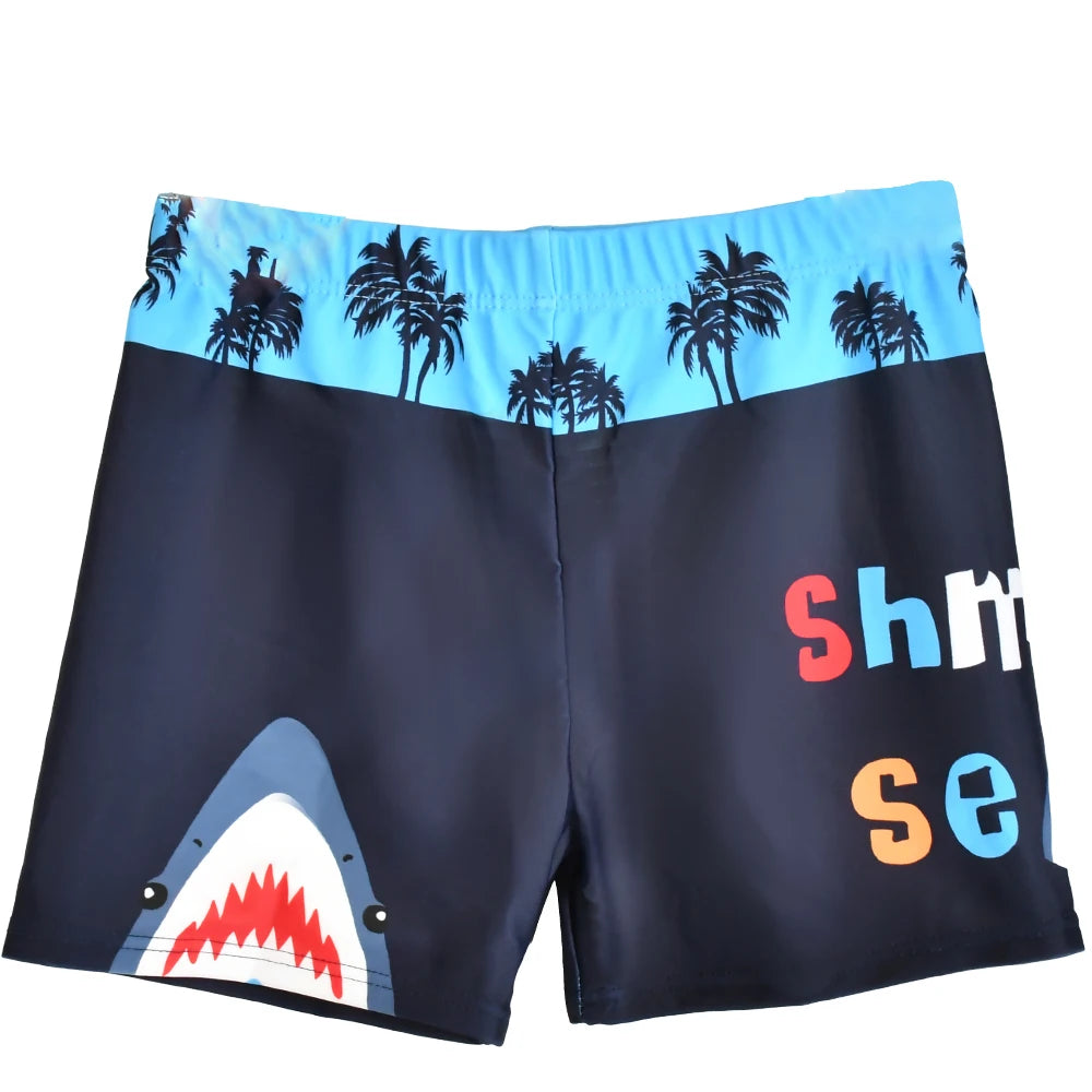 Quick-Dry Shorts with Dinosaur & Shark Prints