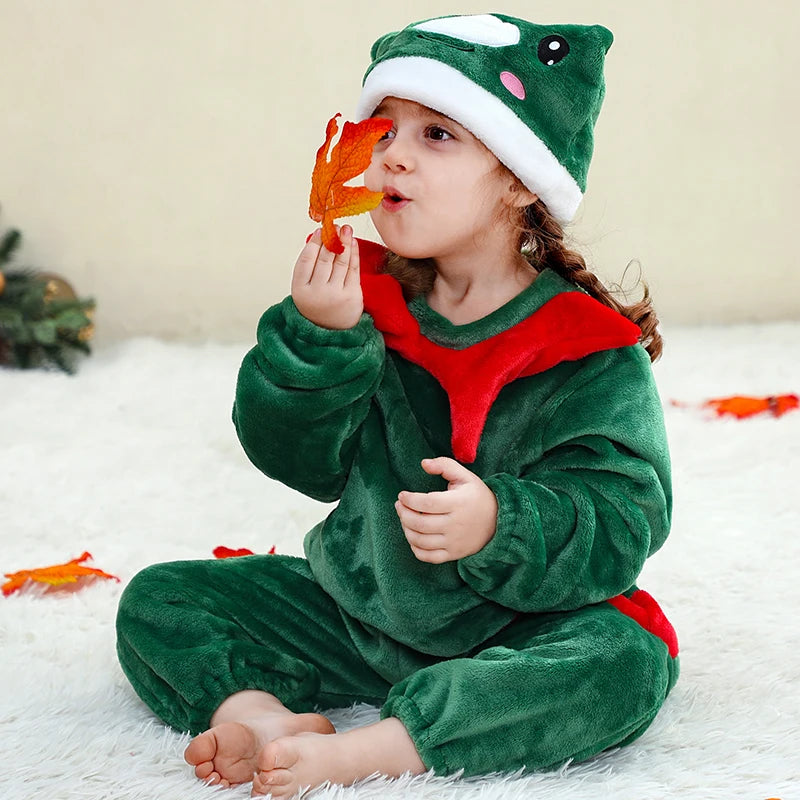 Elf Overalls Christmas Costume Green & Red Bodysuit Toddlers