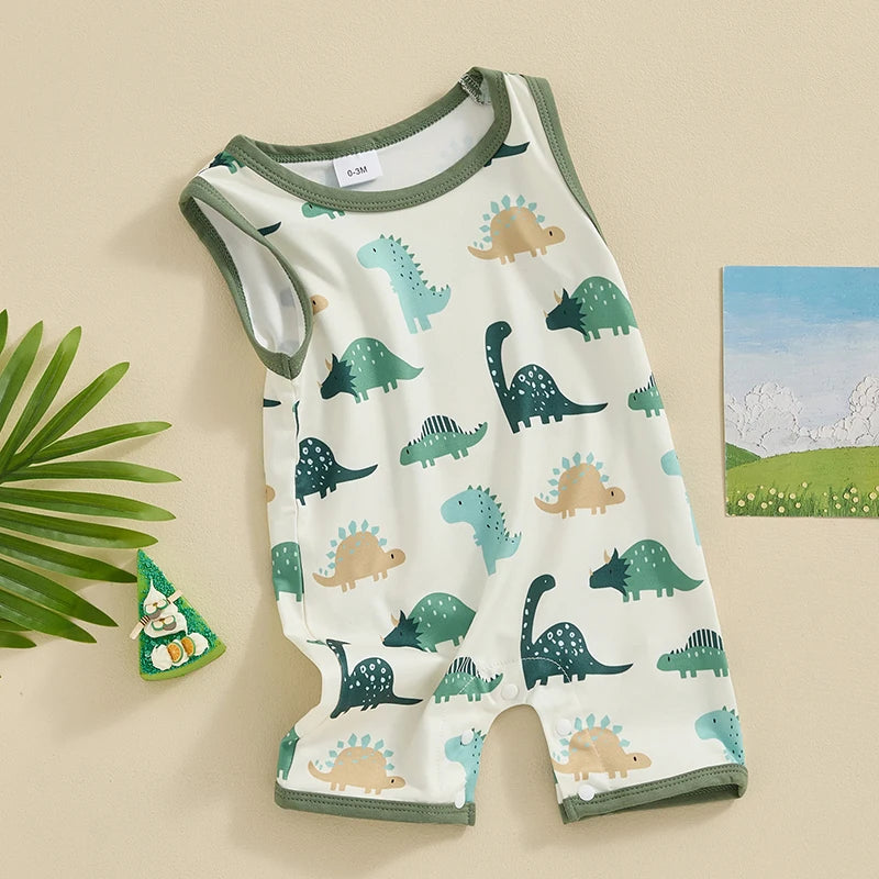Toddler Girl Floral Print Sleeveless Romper Round Neck Jumpsuit