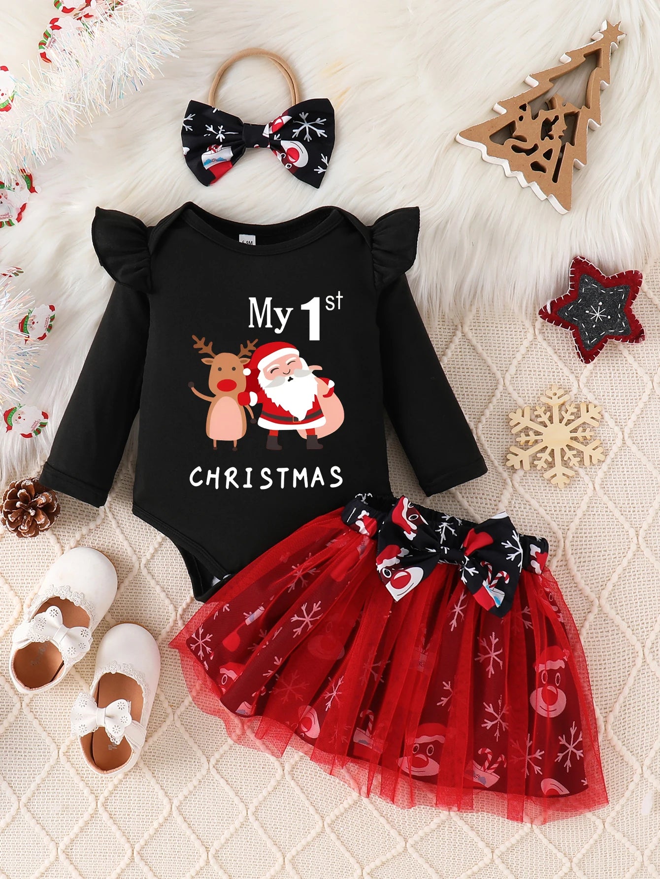 First Christmas Baby Girl Party Outfit Set