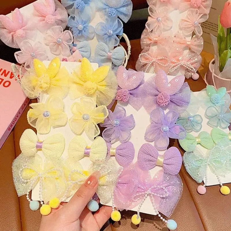 MOMSTAG 8-Piece Flower Bow Hair Clip Set