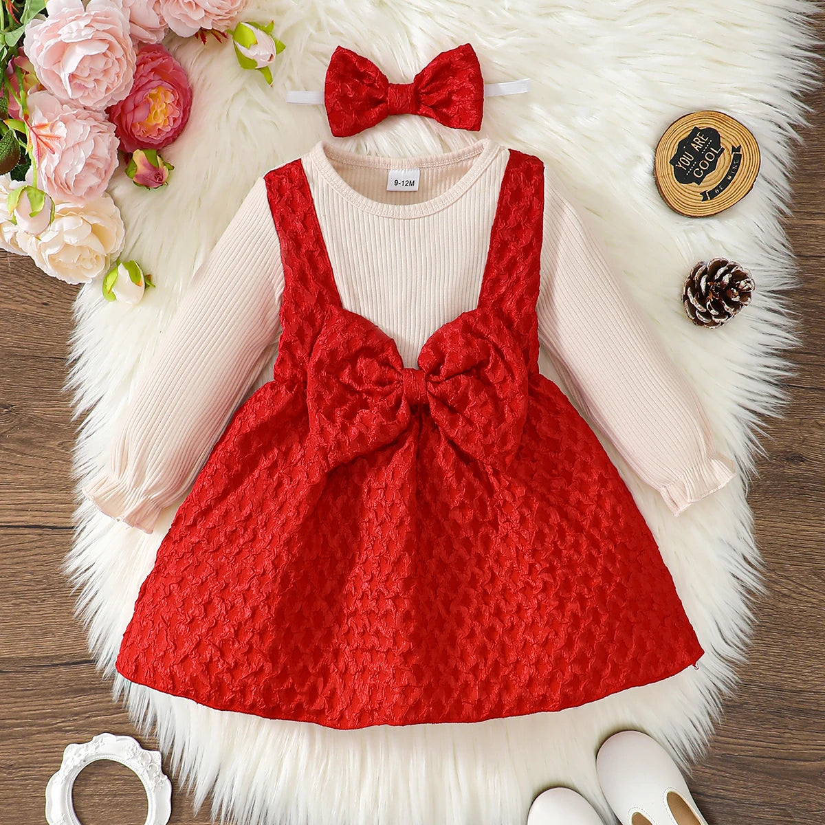 Baby Girl Bow Princess Dress & Headband Set