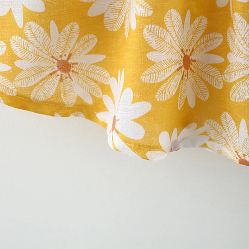 Small Daisy Print Bow Strap Dress with hat