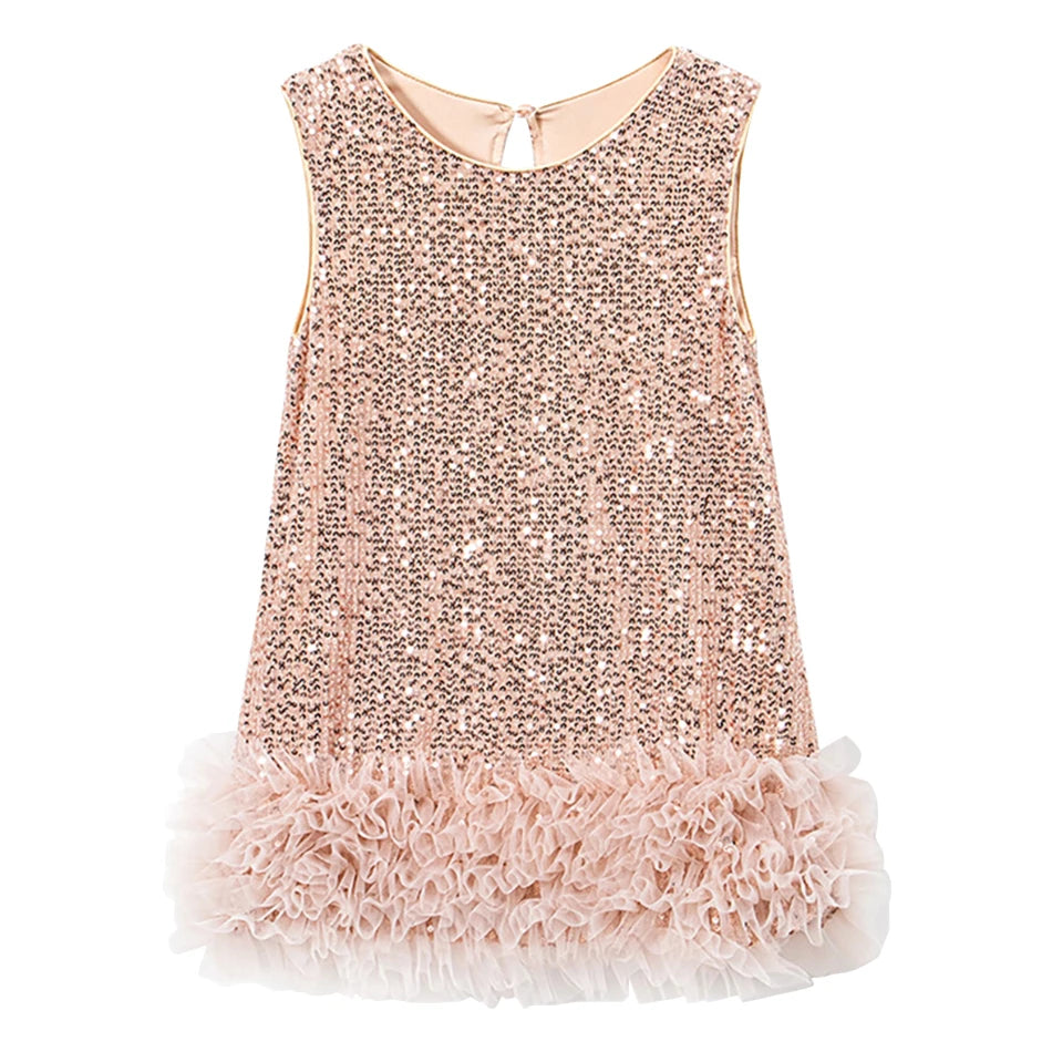 Girls Sparkly Sequin Princess Dress | Sleeveless Party Gown for 2–8 Years