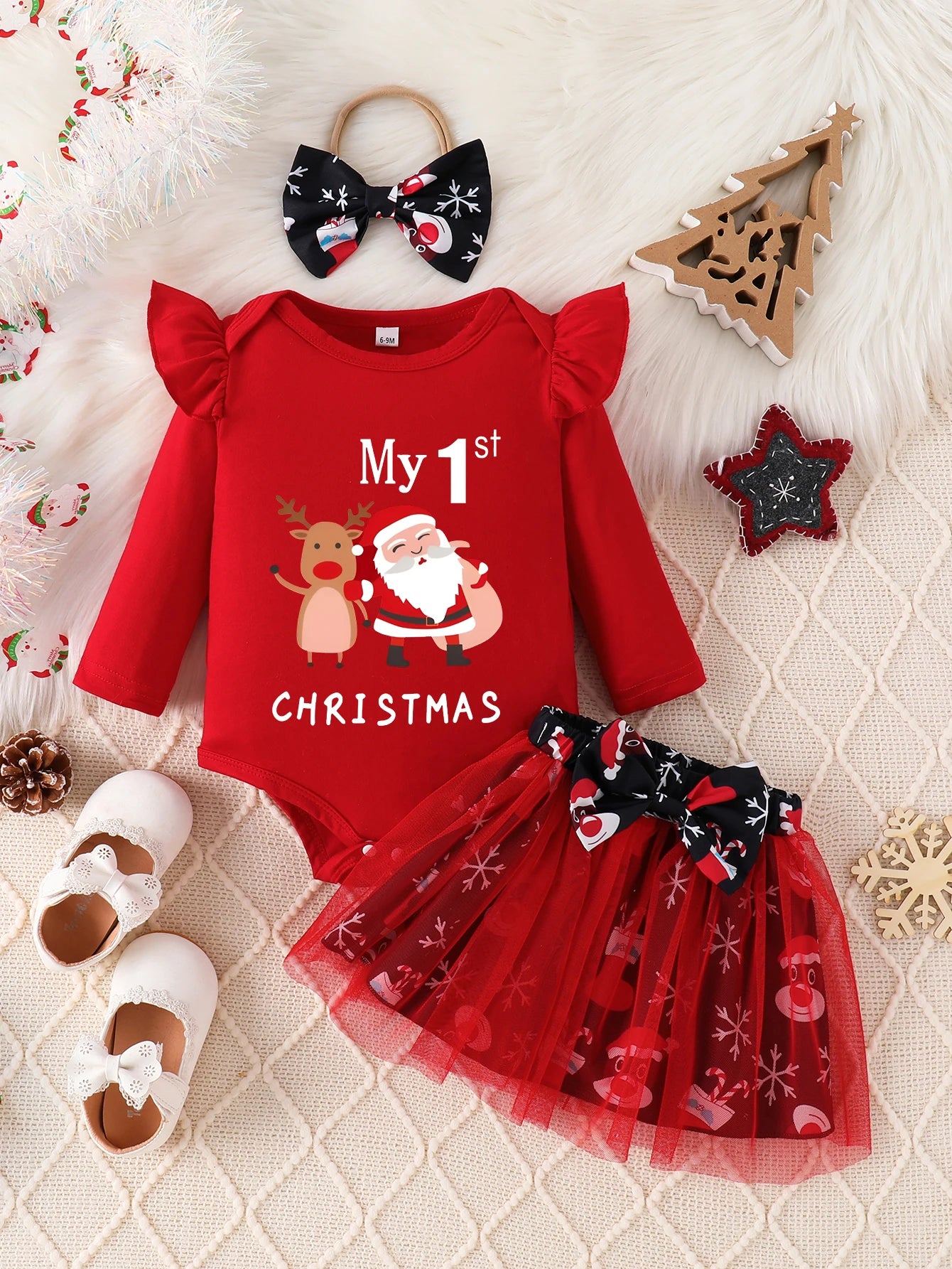 First Christmas Baby Girl Party Outfit Set