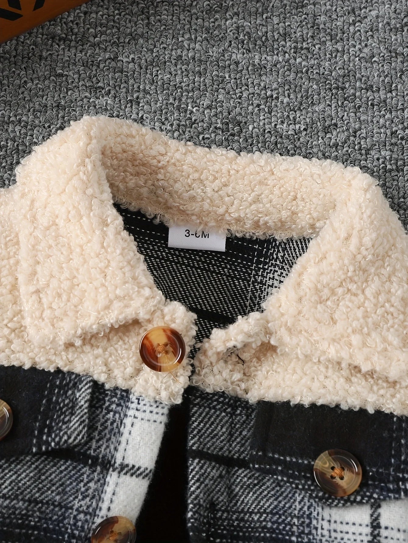 Baby Boy Stylish Plaid Plush Jacket