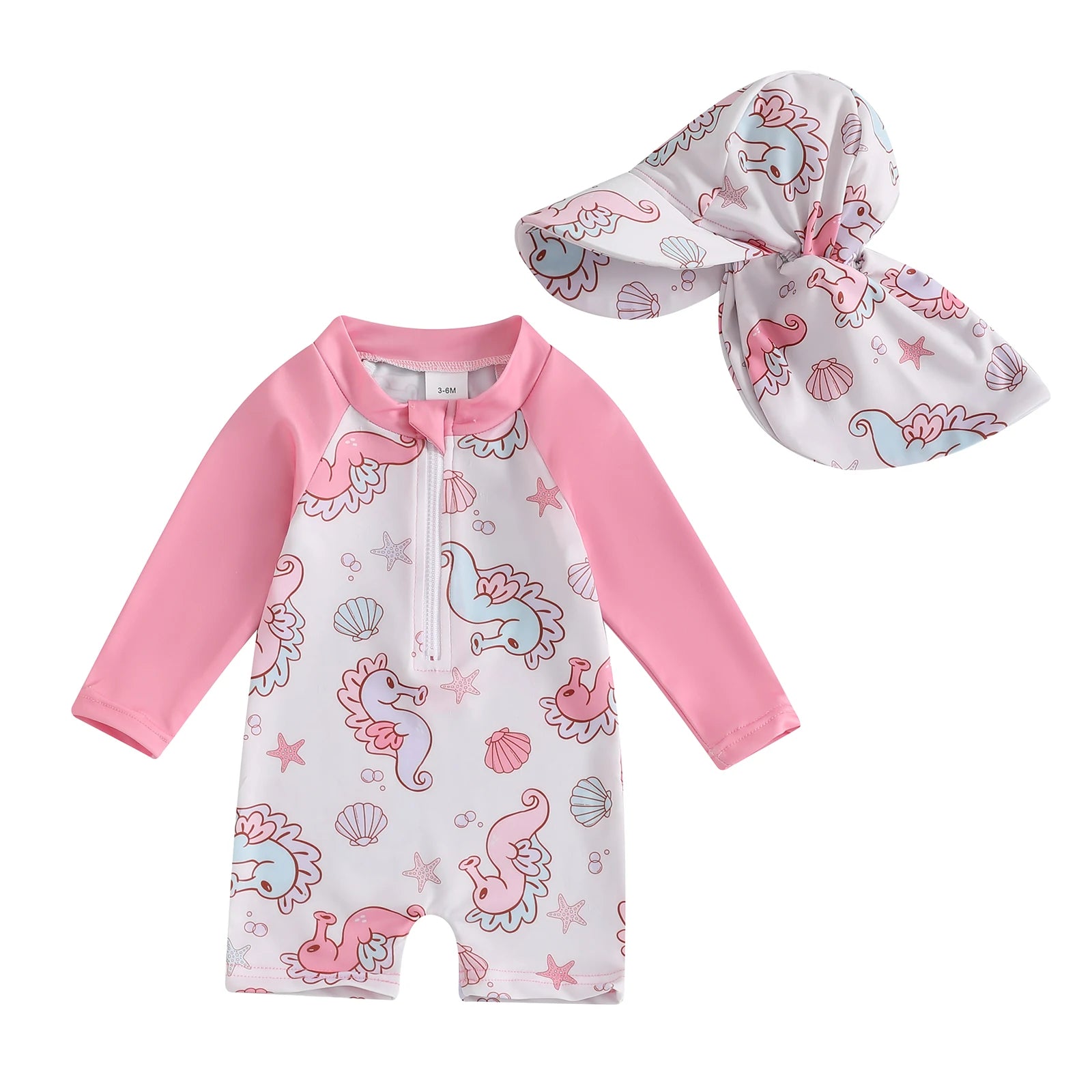 Floral or Tropical Long Sleeve Suit with Hat