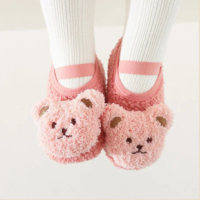 Cartoon Bear Baby Shoes Thick Warm Newborn Shoes