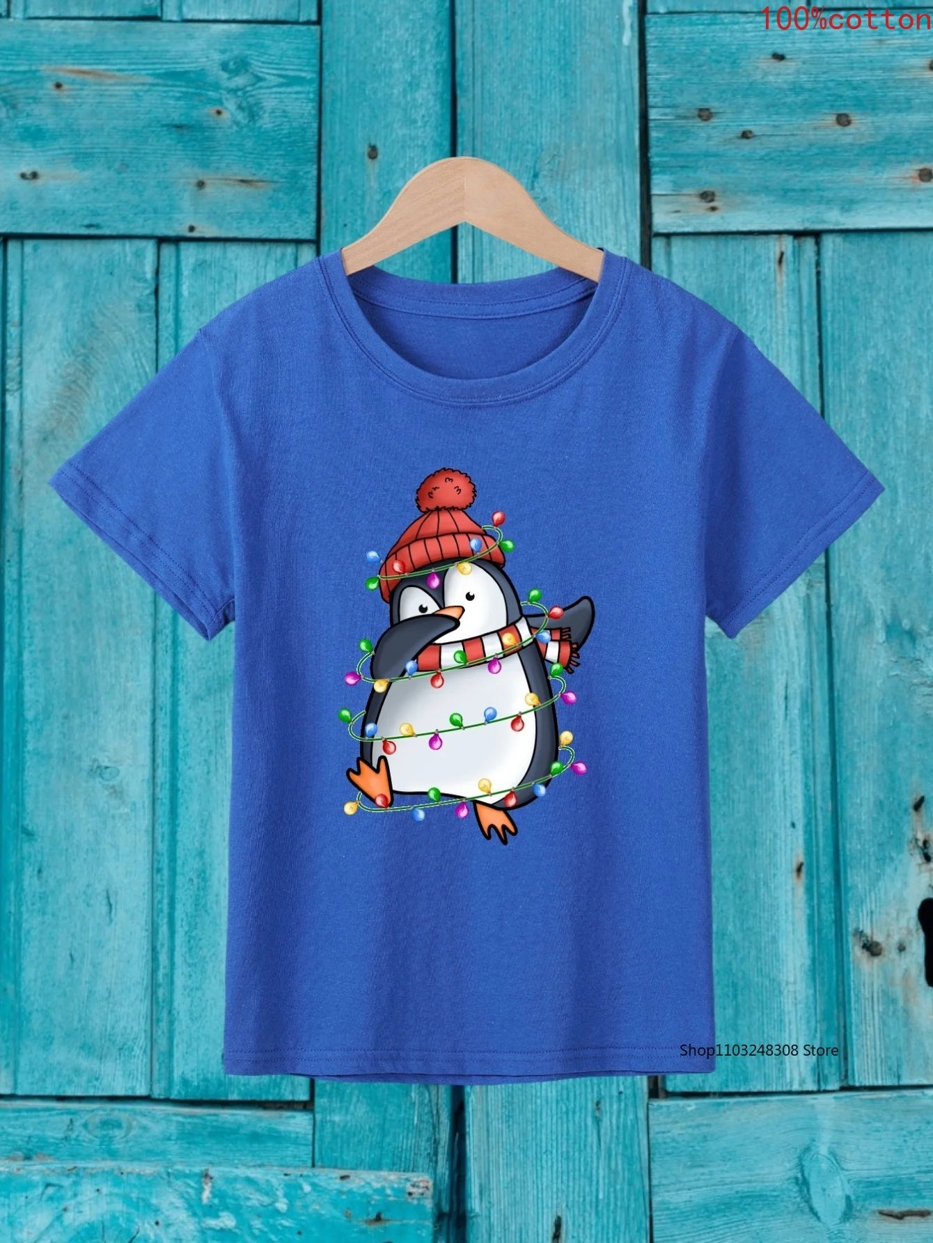 Christmas Dancing Penguin Print Boys Creative T-shirt