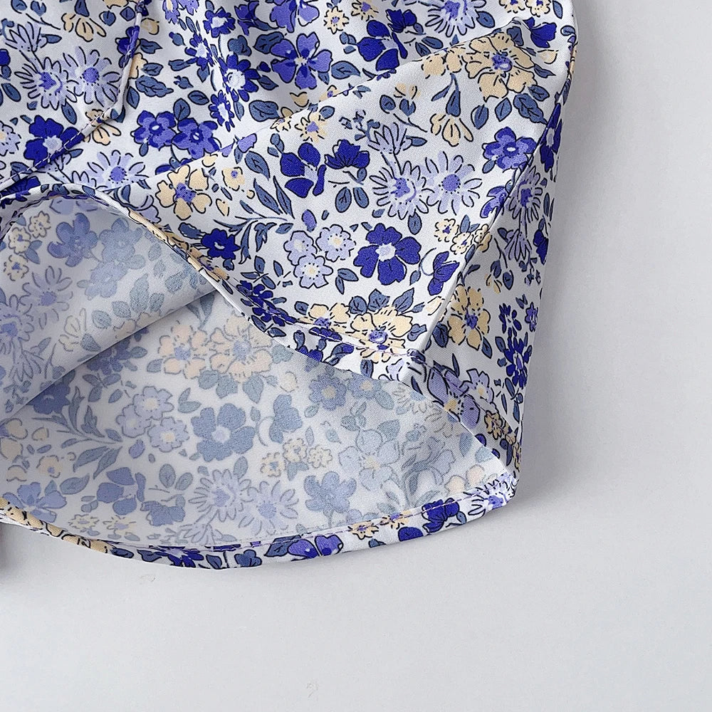 Bear Leader Girls' Summer Set – Solid Suspender T-Shirt Top & Floral Shorts, 2-Piece Kids Clothing Outfit