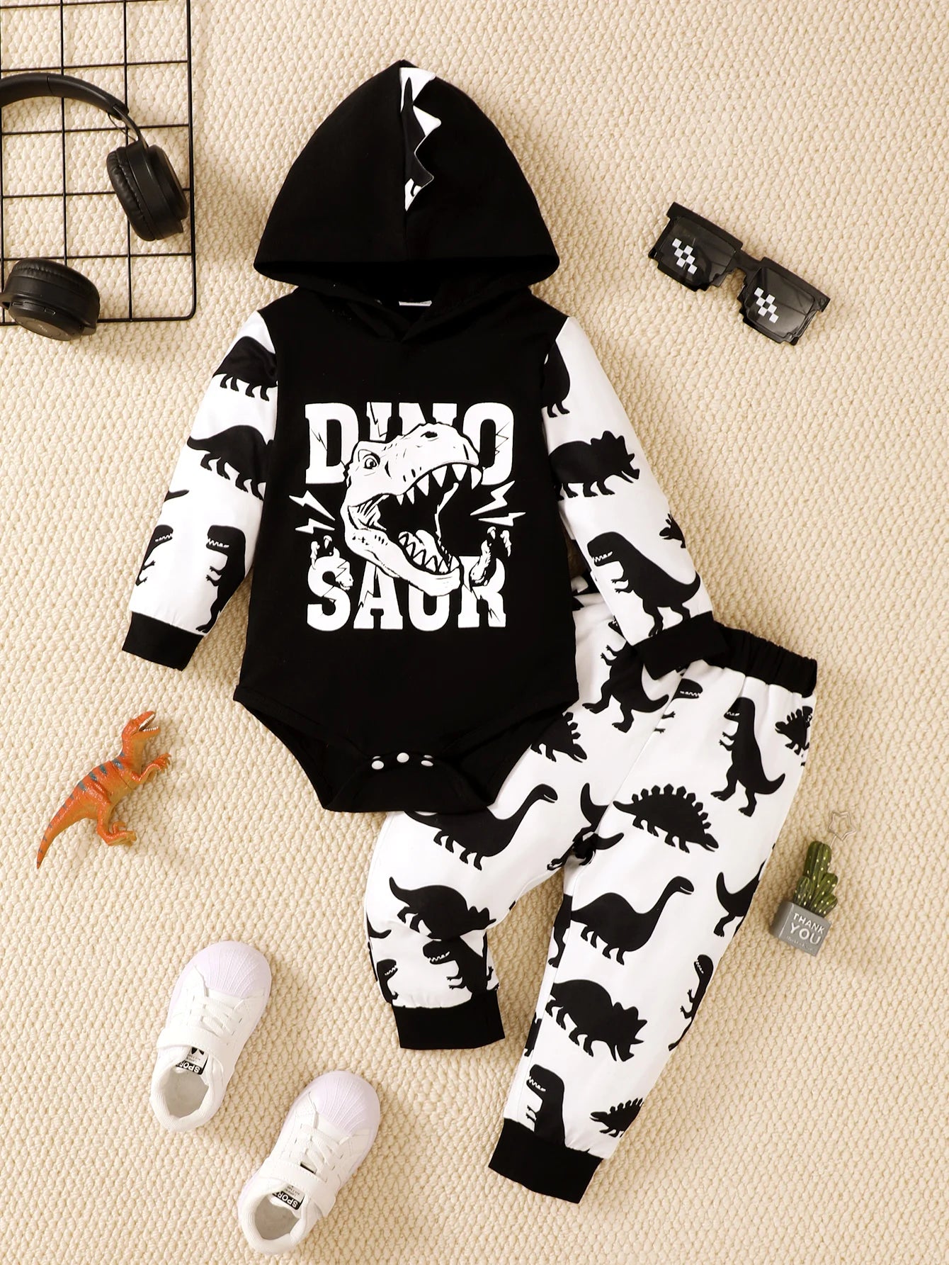 Baby Dinosaur Graphic Hoodie 2-Piece Set