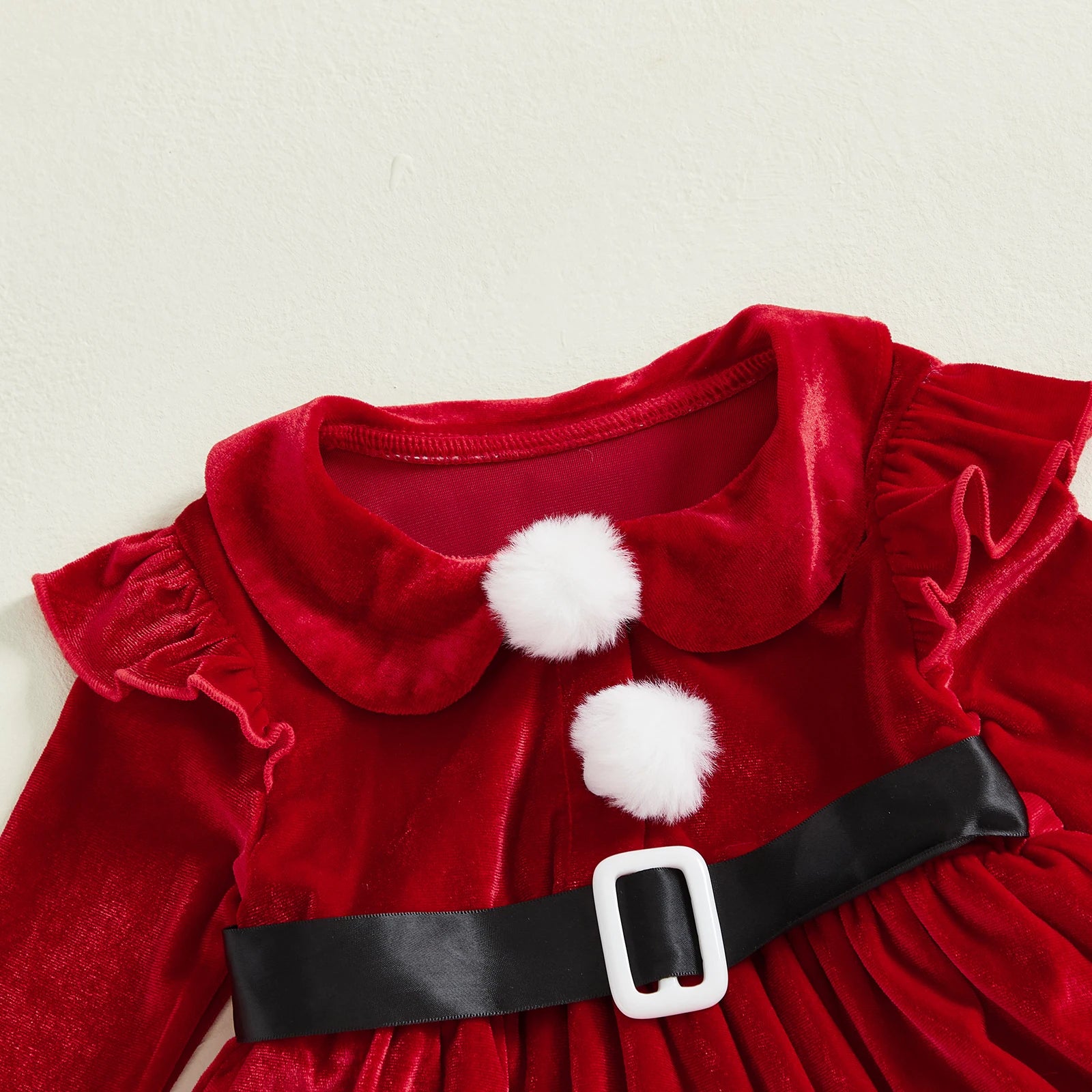 Baby Girl Santa Velvet Christmas Dress and Hat Set