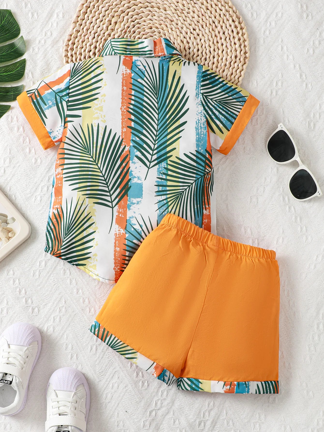 Baby Boy Coconut Print Bow Shirt & Shorts Set