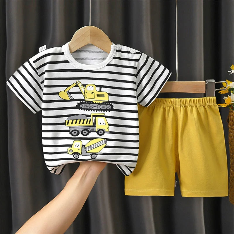 2-Piece Cotton Cartoon Pajama & Casual Tracksuit for Boys