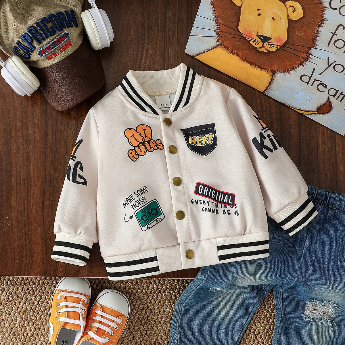Baby Letter Print Sports Jacket 3M–3Y