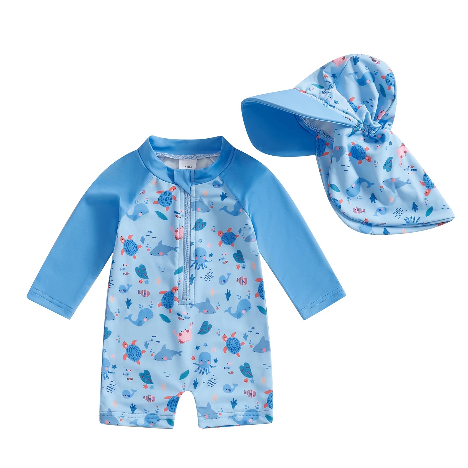 Floral or Tropical Long Sleeve Suit with Hat